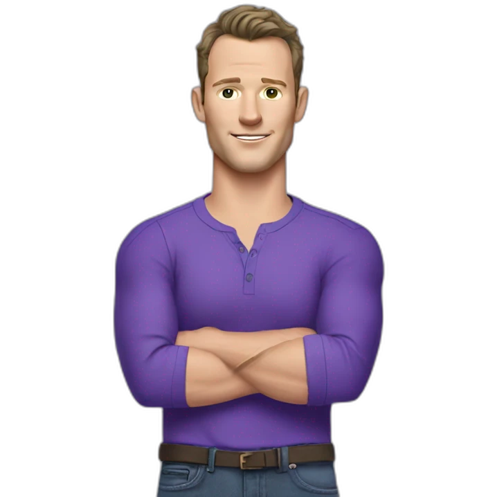Jonathan Toews wearing a purple shirt and jeans  emoji