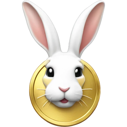 white rabbite coin, cryptocoin, gold coin emoji