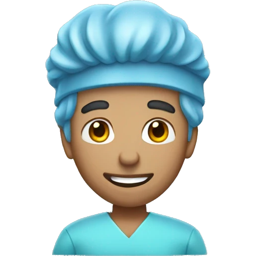 Large male dentist wearing blue scrubs  emoji