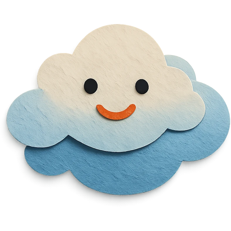 fluffy, layered paper look, paper craft style emoji