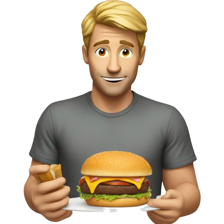 Guy eating burger emoji