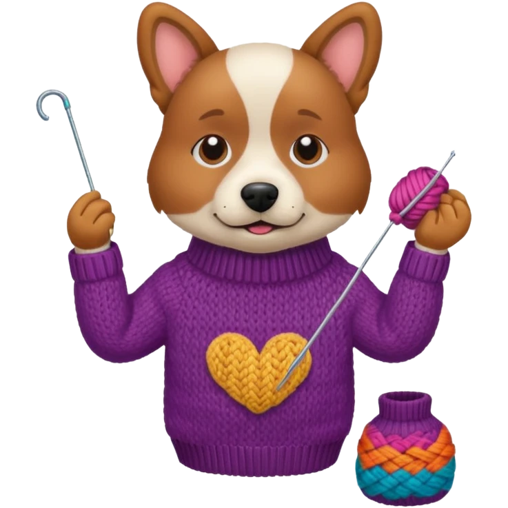 dog knitting a sweater emoji