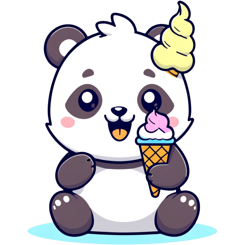 Panda eating ice cream emoji