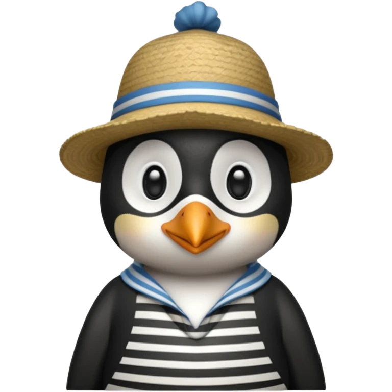 penguin wearing gondolier striped shirt and hat emoji