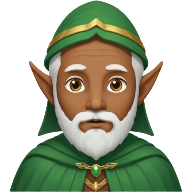 Wise elf with white beard, brown skin and cape emoji