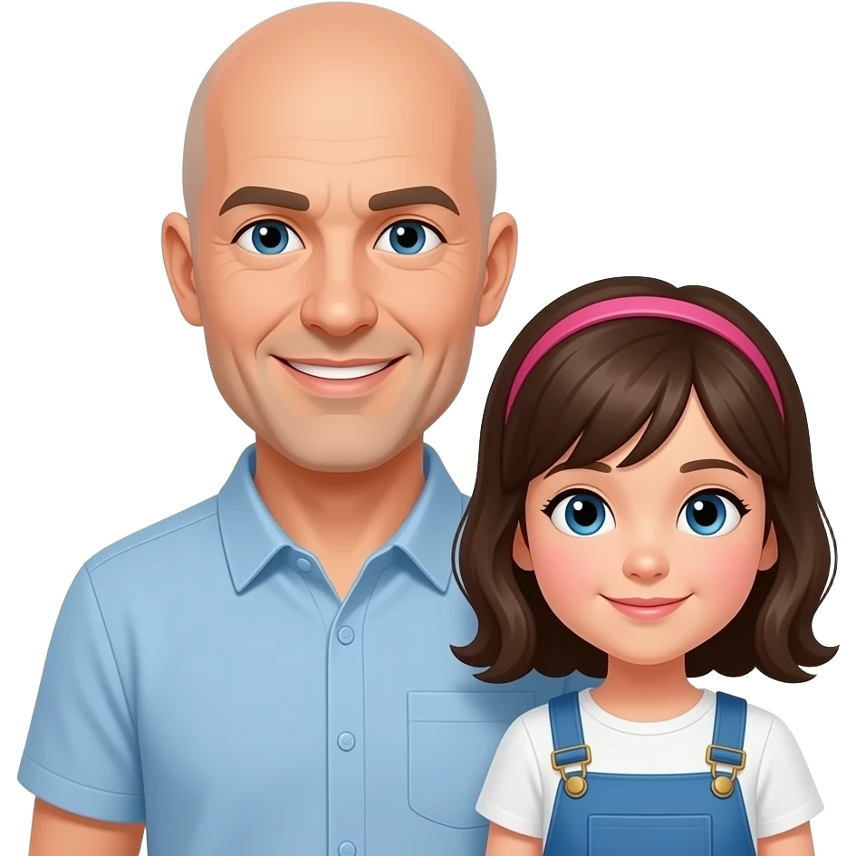 Papà calvo con la figlia emoji