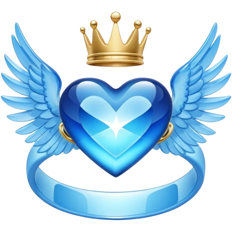 corazón azul con alas y anillo emoji