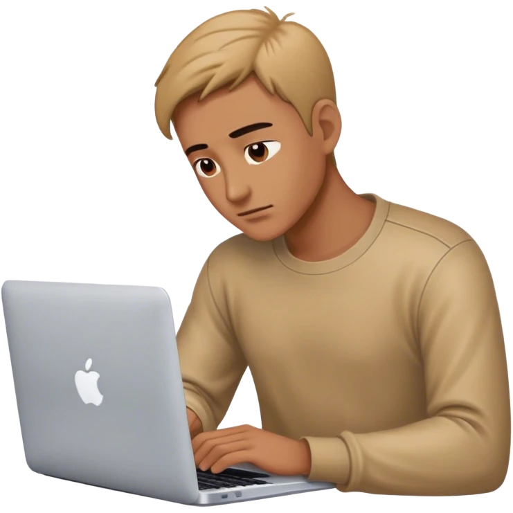 man working on his macbook laptop looking down emoji