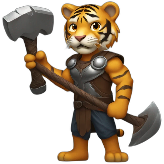 Tiger holding Thor's axe  emoji