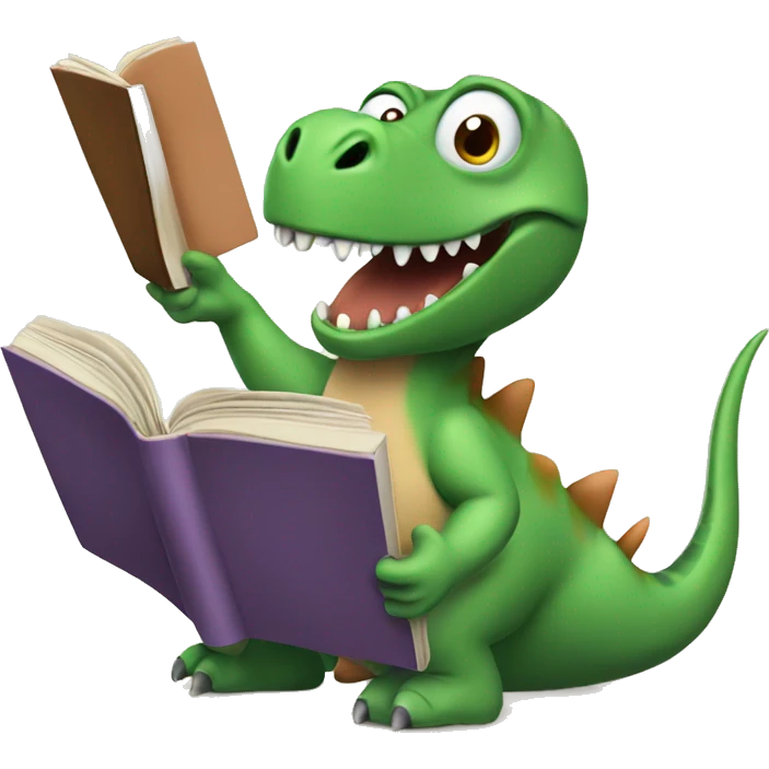 Dinosaur reading a book emoji