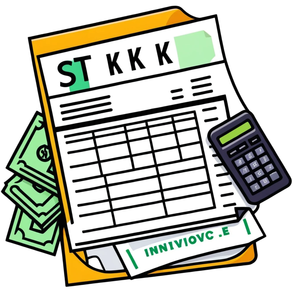 financial invoice with calculator and dollar symbols emoji