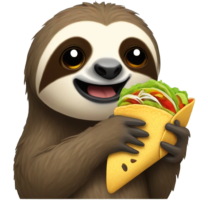 Sloth eating a taco emoji