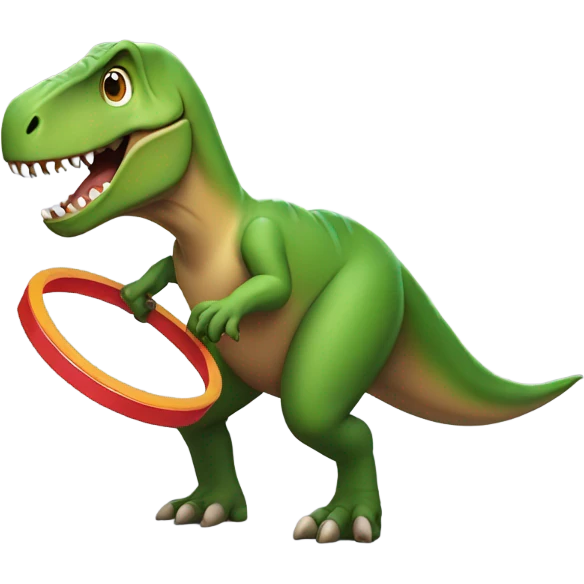 T-rex doing hoola hoop emoji