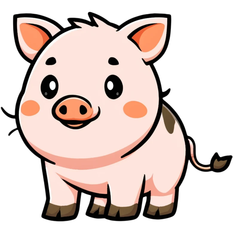 orange wild pig cartoon sticker emoji