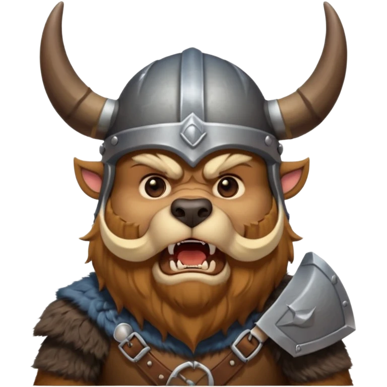 Viking Bear wearing horned helmet growling emoji
