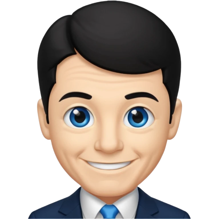 Shemp Howard from the Three Stooges with blue eyes, black hair, black suit emoji