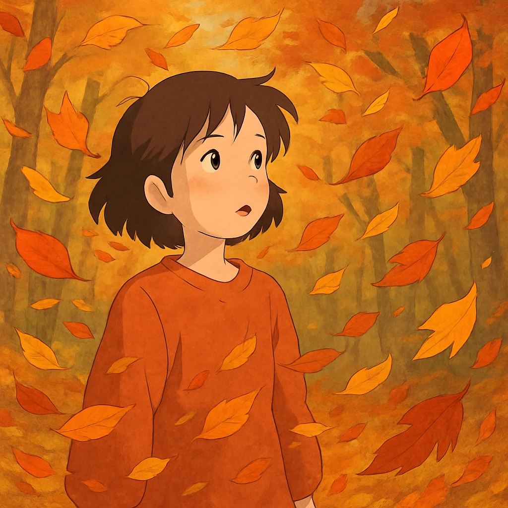 autumn fall scene with swirling colorful leaves emoji