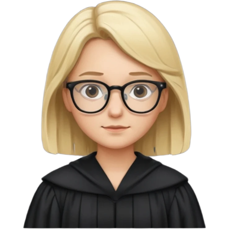 Young judge, blonde hair with glasses and robe emoji