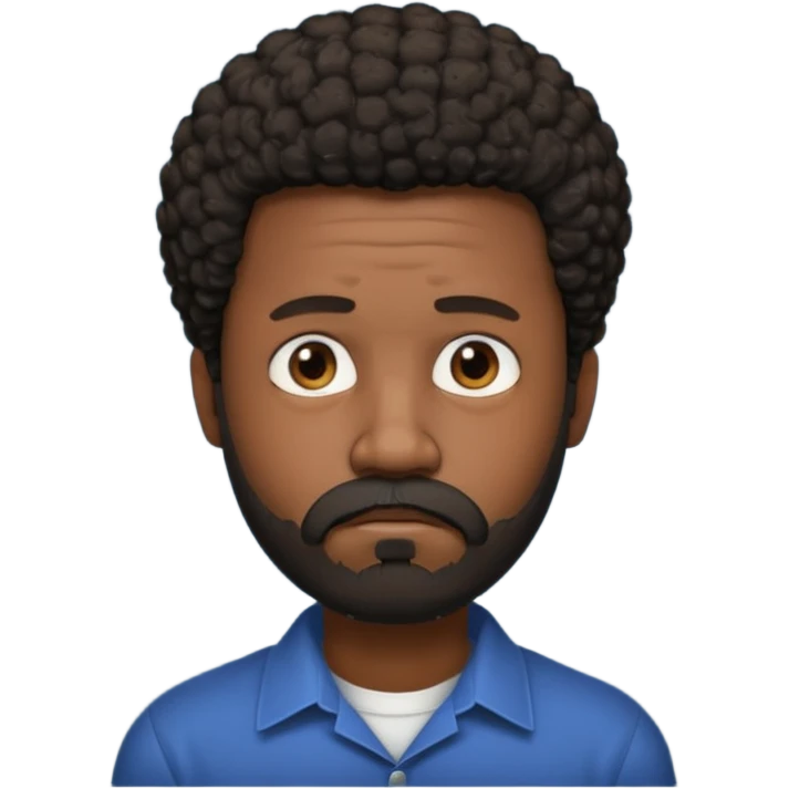 black man with beard, mustache, and short afro sad emoji