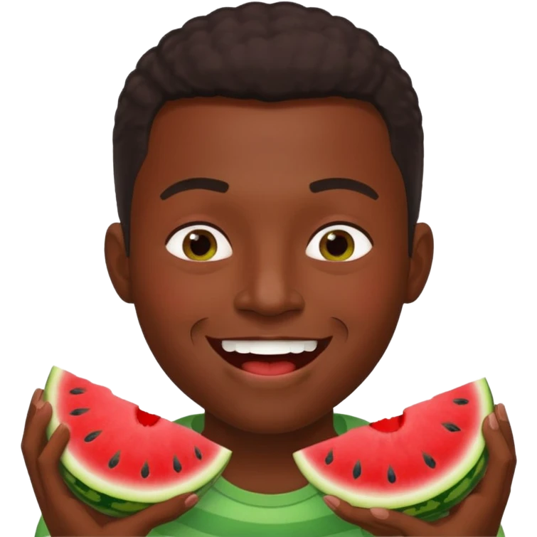 Black man eating watermelon emoji