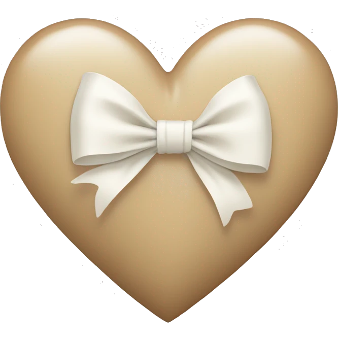 beige heart with white bow emoji
