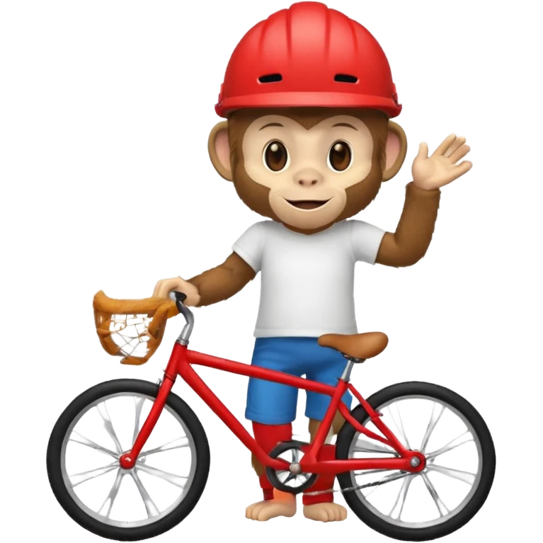 monkey with red bicycle helmet, tshirt emoji