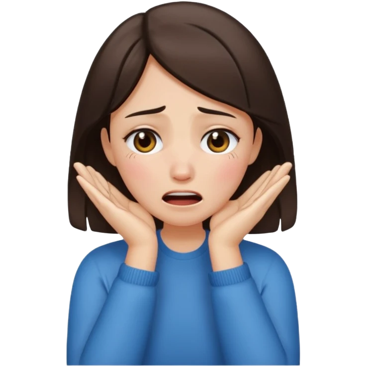 Brunette girl holding her knock crying emoji