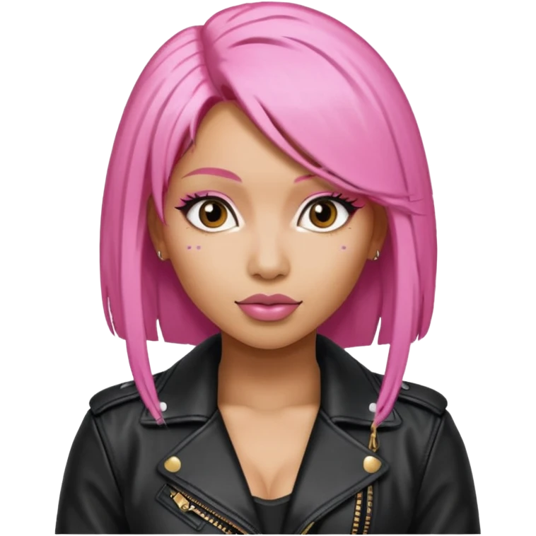 Nicki Minaj pink hair wear leather jacket emoji