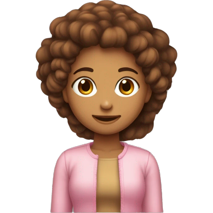 menina com cabelo liso castanho ropa  rosa cor de pele meio marrom com branco emoji