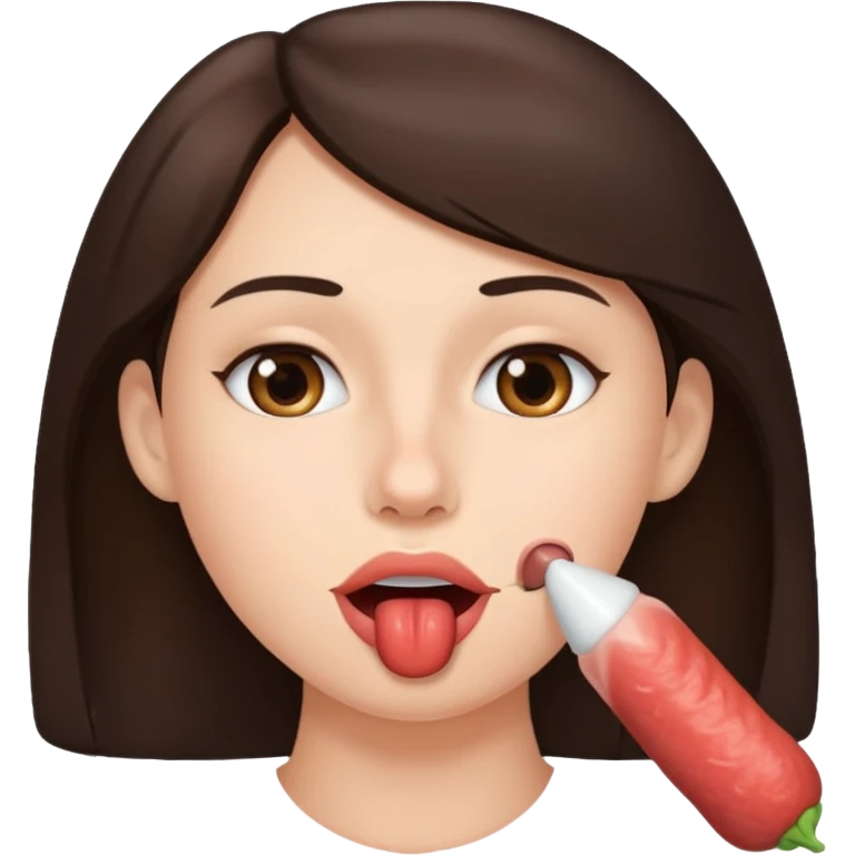 Brunette with male dick in mouth emoji