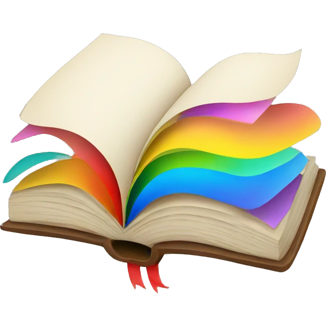 Open book with rainbow emoji