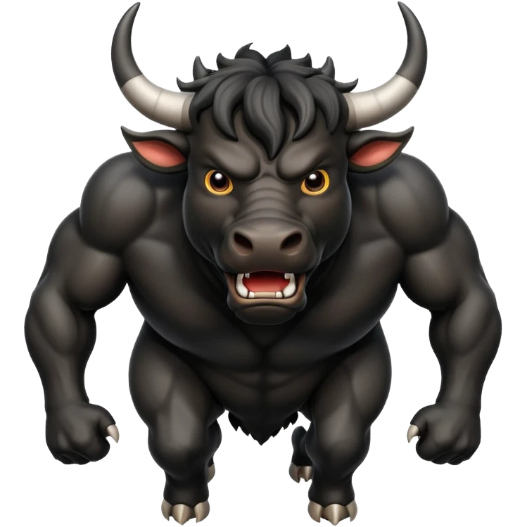 angry running black bull front view emoji