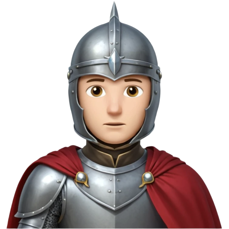 medieval knight horse rider portrait, head and shoulders only, polished steel armor collar, royal cape clasp, helmet partially visible, intense heroic eyes, fantasy medieval vibe, dramatic lighting, 3D cartoon, mobile game icon style, clean background, no text, no watermark
 emoji