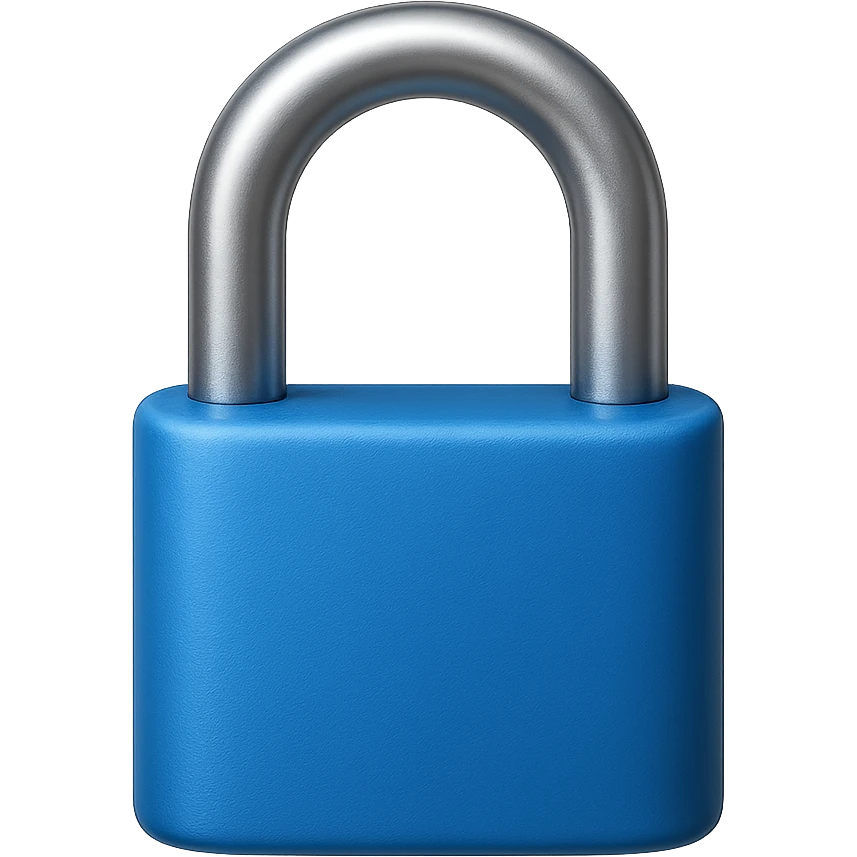 emoji stile iphone di un lucchetto azzurro, iperrealistico 4k emoji