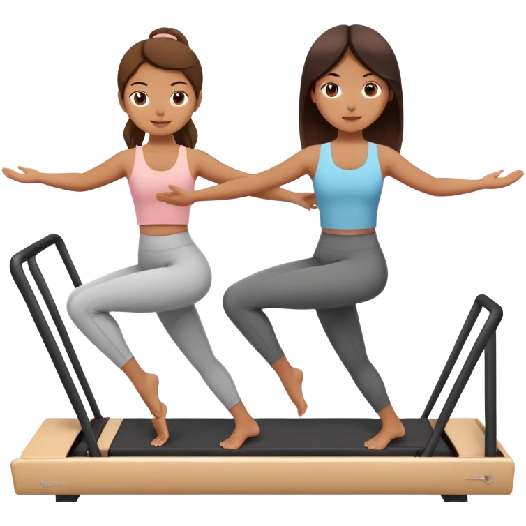 two girls holding hands doing reformer pilates emoji