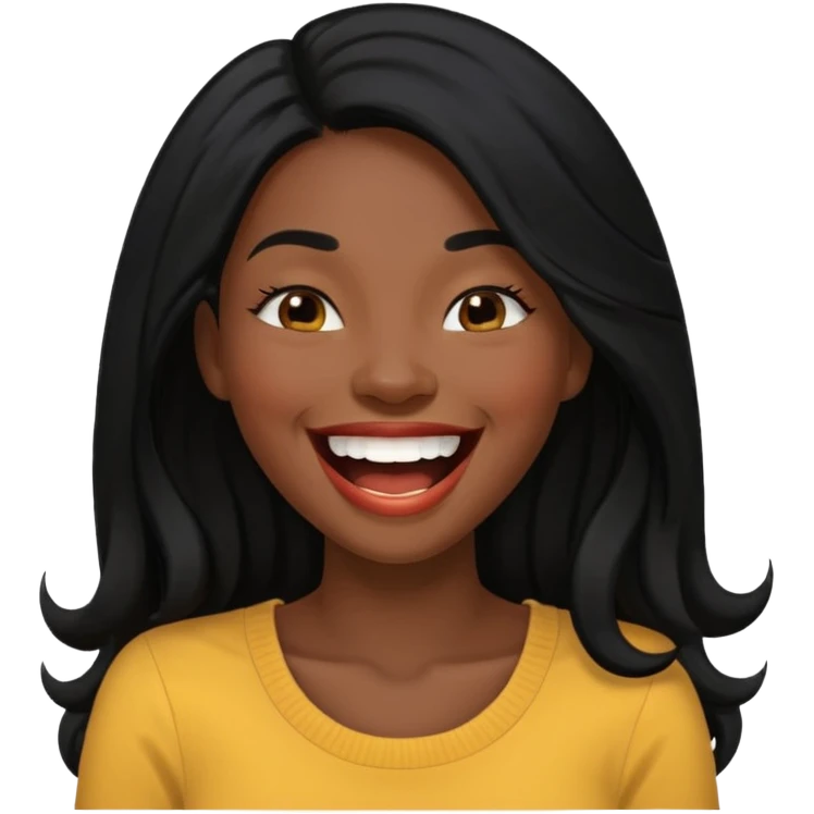 laughing black long haired woman emoji