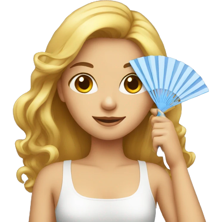 Girl holding fan emoji