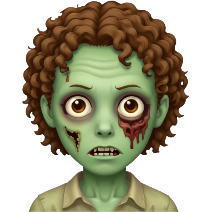 Zombie with lil bit curly medium brown hair emoji