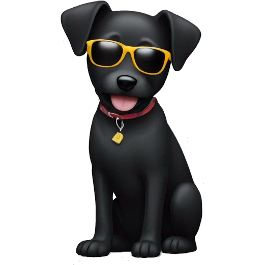 Black dog with sunglasses  emoji