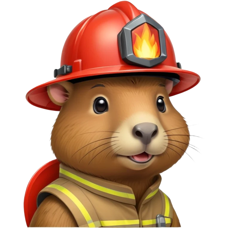 Make me a capybara in a fire helmet emoji