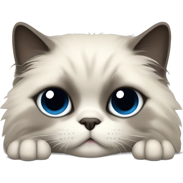 Sleeping himalayan ragdoll cat full dark face and feet emoji