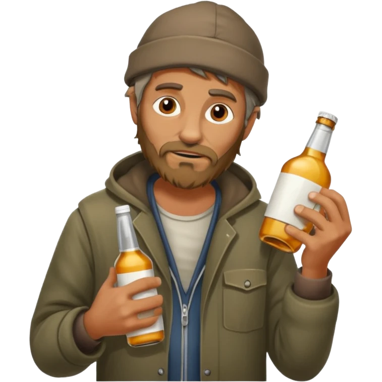 Homeless guy on road holding a alcohol bottle emoji