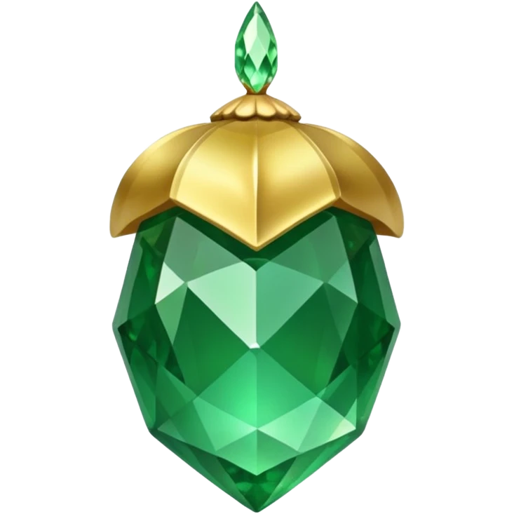 sparkling emerald Acorn like diamond with stem made of gold emoji