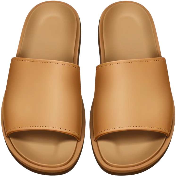 open toe male light tan slide with dark tan edges emoji