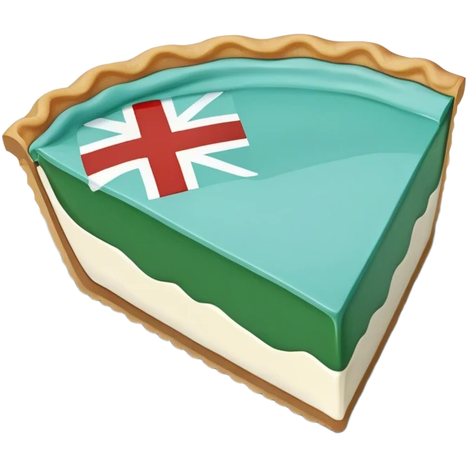 A piece of pie with filling in the colours of the Greenlandic flag emoji