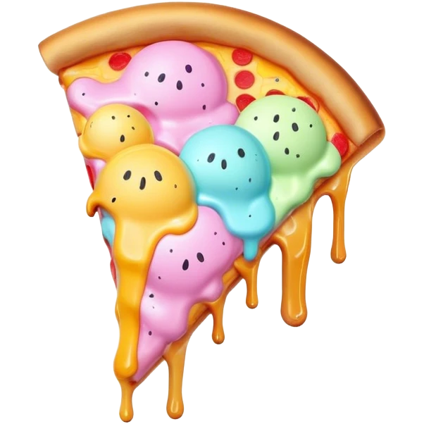 Melted neon pastel ice cream pizza slice emoji