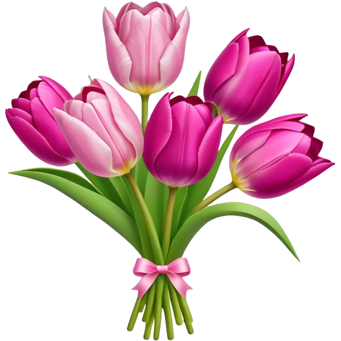 pastel pink and magenta tulips bouquete emoji
