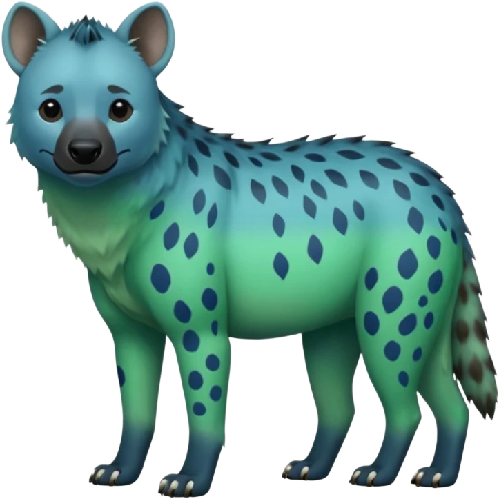 blue and green ombre hyena emoji
