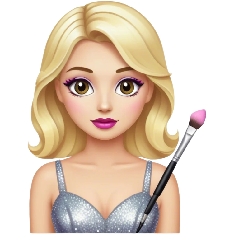 blonde makeup artist, sparkly dress emoji