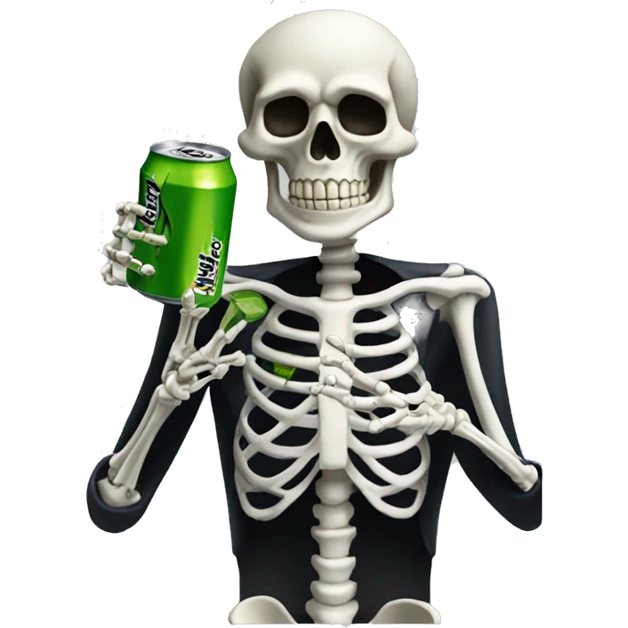 skeleton drinking a monster energy emoji